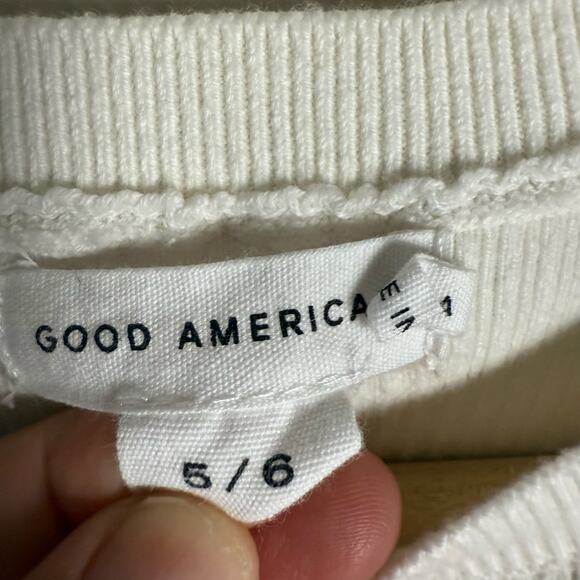 Good American Ivory White Ribbed Long Sleeve Cut Out Top Plus Size XXL - Picture 7 of 8